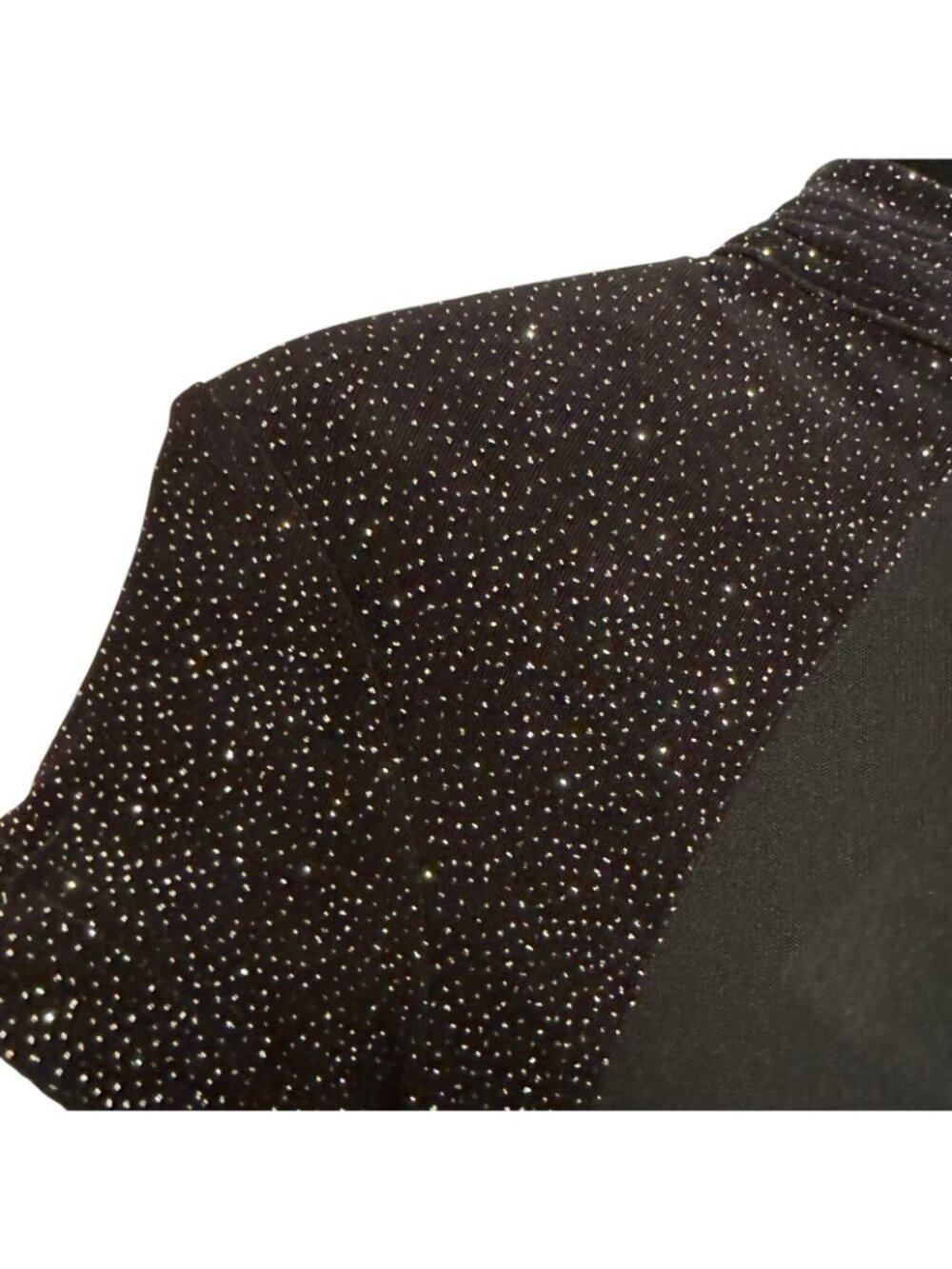 Evening Dress Womens 12 Curvy Black Mini Illusion Elegant Sparkle VTG Night Way - Picture 8 of 15